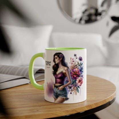 Straight Outta Divorced Humoristic Artistic Accent Mug, Unique Floral Coffee Cup, Gift for Her, Home Decor, Straight Outta Design, Inspirational Tea Mug