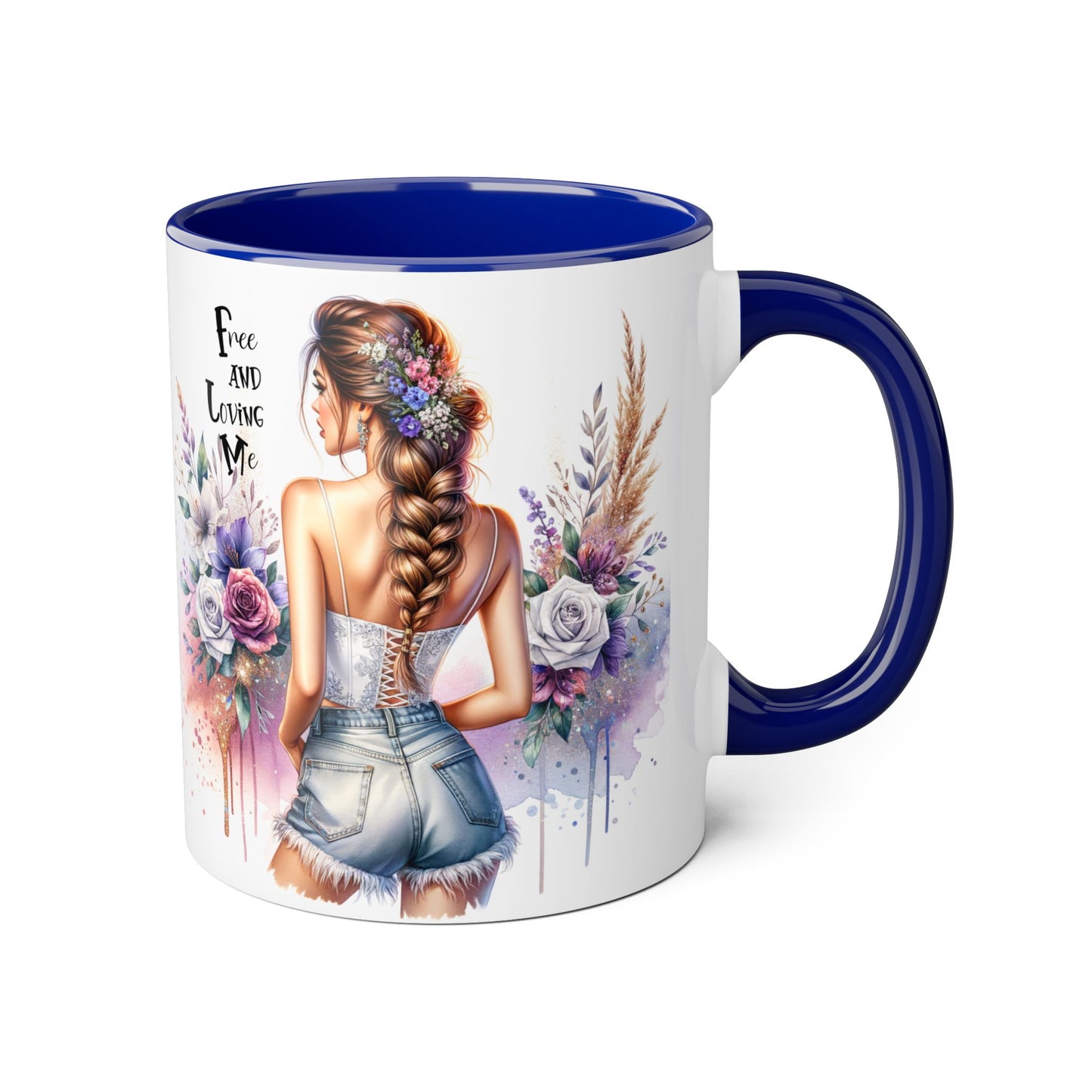 Free and Loving Me Chic Floral Accent Mug - Perfect Gift for Nature Lovers, Coffee Drinkers, Home Decor, Inspirational, Mother’s Day