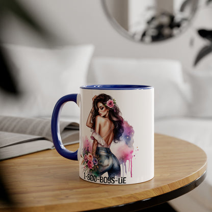 Stylish Accent Mugs, 11oz - Fun Gift for Friends, 1-800-BOYS-LIE, Coffee Lover Present, Unique Mug for Selfies