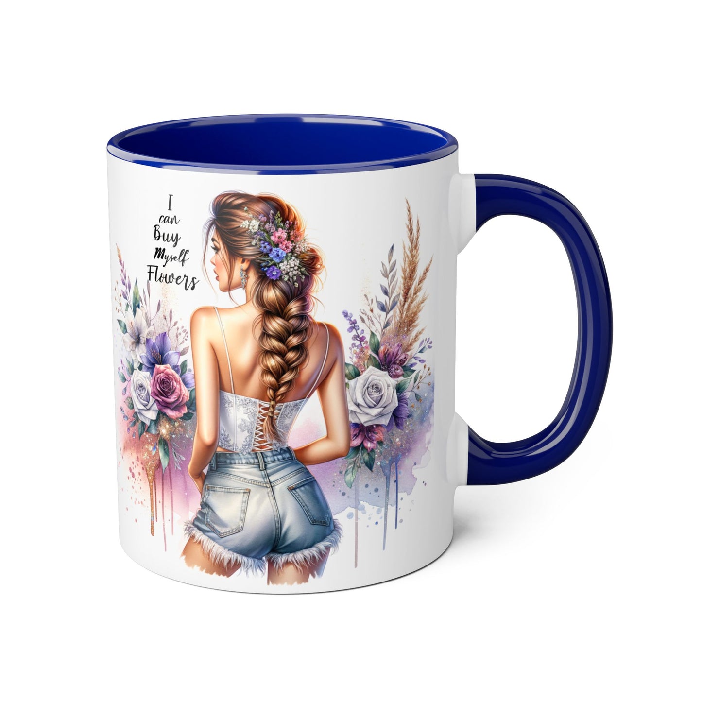 I Can Buy Myself Flowers Floral-Inspired Accent Mug, Boho Coffee Cup, Gift for Flower Lovers, Artful Drinkware for Special Occasions, Women's Inspirational Mug