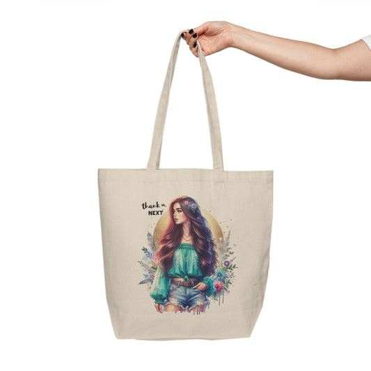 Thank U, Next Stylish Canvas Shopping Tote, Eco-Friendly Bag, Fashionable Grocery Tote, Gift for Her, Trendy Reusable Bag, Thank You Next Design