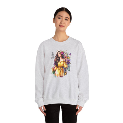 I Am My Own Happily Ever After  Floral Goddess Crewneck Sweatshirt - Boho Chic, Cozy Style, Perfect for Spring, Gift for Her, Casual Wear, Everyday Comfort