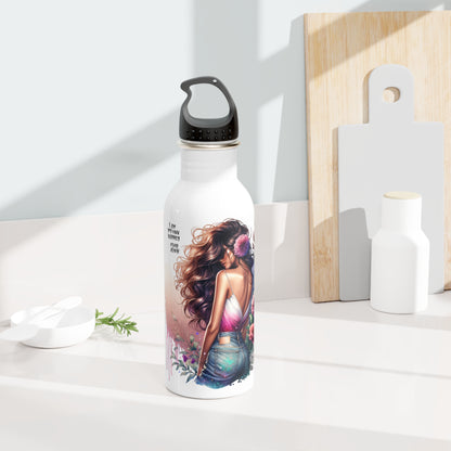 I Am My Own Happily Ever After Floral Art Stainless Steel Water Bottle - Inspirational Quote for Water Lovers