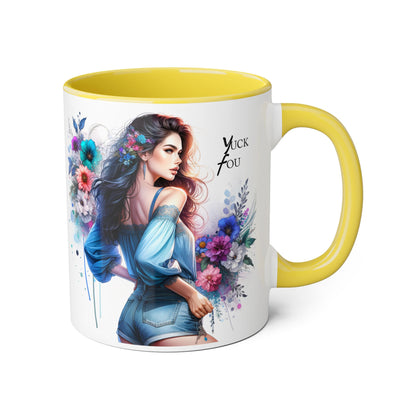 Yuck Fou Floral Graphic Accent Mug: Perfect Gift for Tea Lovers, Coffee Breaks, Home Decor, Inspirational Quotes, Mother's Day, Birthdays
