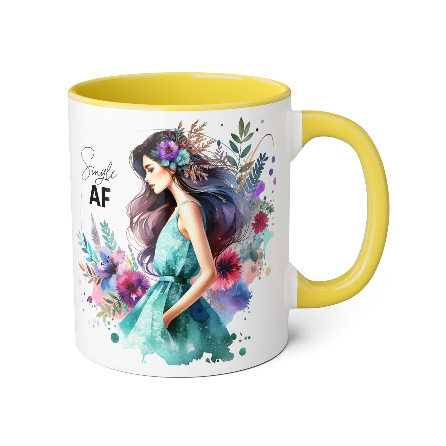 Single AF Floral Accent Mug - Perfect Gift for Singles, Coffee Lovers, Birthday, Self-Care, Galentine's Day