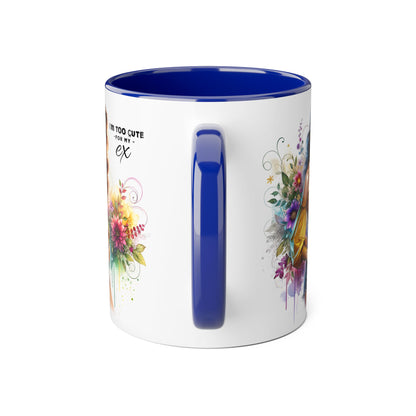 I'm Too Cute For My Ex Colorful Accent Mug with Floral Design, Unique Coffee Cup, Boho Chic Gift, Fun Ex Statement Mug, Artistic Drinking Mug, Cute Ceramic [...]