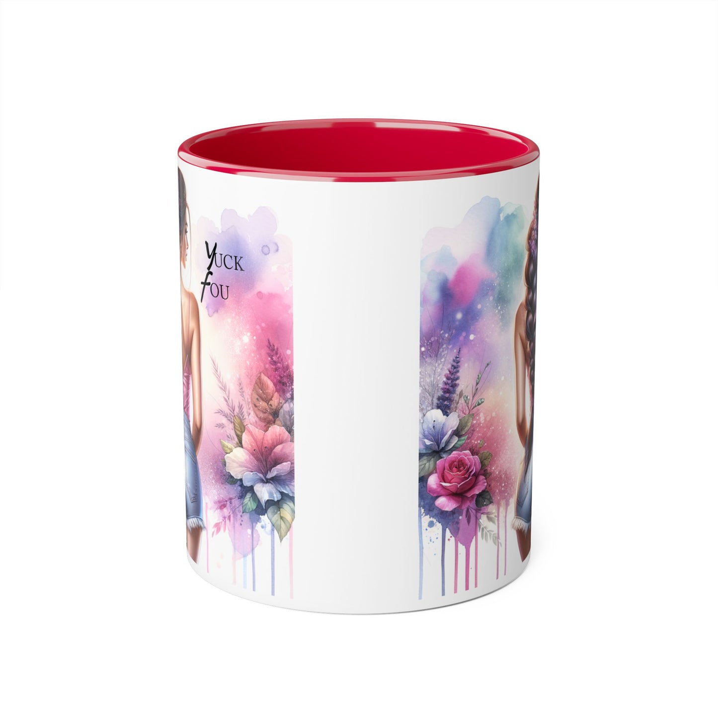 Colorful Floral Accent Mug |  Yuck Fou  Coffee Cup | Unique Gift for Her, Inspirational Drinkware, Fun Tea Mug, Motivational Gift