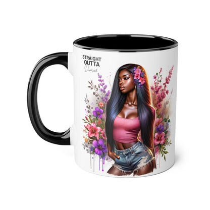 Straight Outta Divorced Humoristic Floral Accent Mug