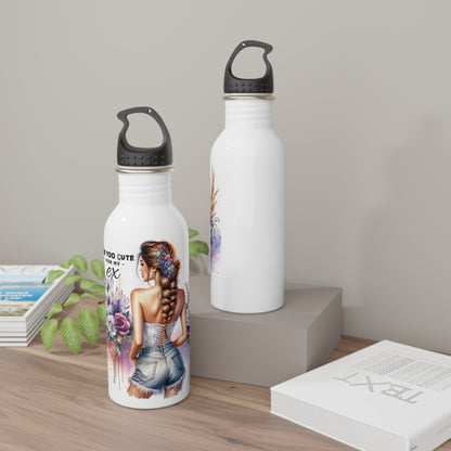 I'm Too Cute For My Ex Boho Floral Water Bottle | Stylish Stainless Steel Drinkware, Eco-Friendly Gift, Summer Hydration, Inspirational Quotes