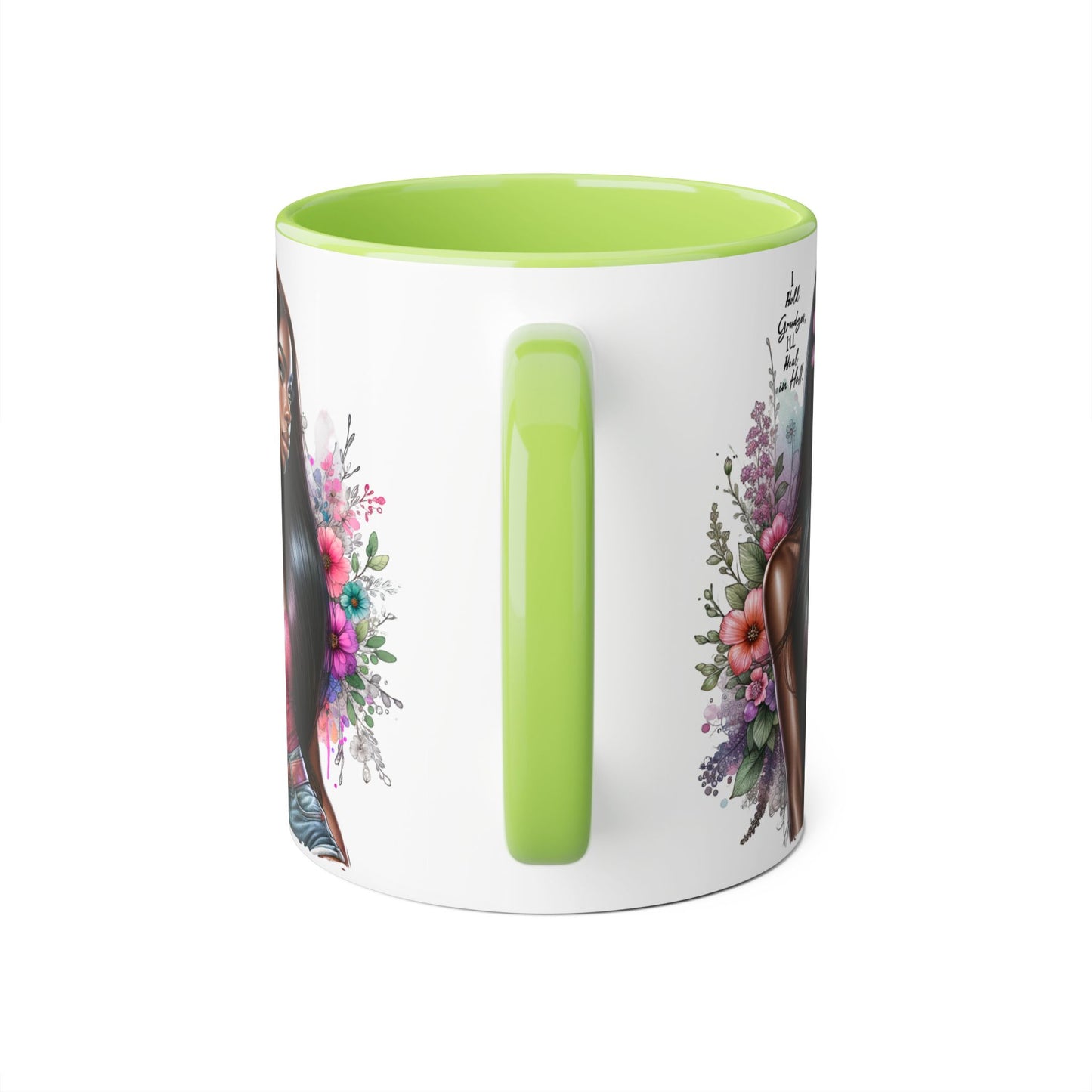 I Hold Grudges, I'll Heal in Hell  Humoristic Floral Portrait Coffee Mug - Perfect Gift for Her, Stylish Home Decor, Inspirational Quote, Unique Tea Cup, Birthday Treat