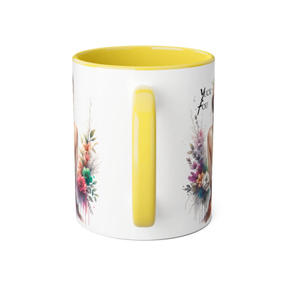 Floral Accent Mug with Yuck Fou Design – Gift for Coffee Lovers, Unique Home Decor, Flower Art Mug, Personalized Drinkware, Boho Style