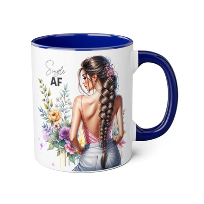 Single AF Chic Floral Coffee Mug, Single AF, Unique Gift for Her, Trendy Drinkware, Birthday Present, Home Decor, Tea Time, Self-Love