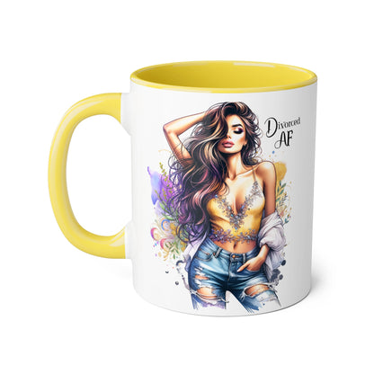 Divorced AF Mug, Stylish 11oz Accent Mug for Coffee Lovers, Perfect for Gifts, Self-Care and Empowerment, Unique Art Design