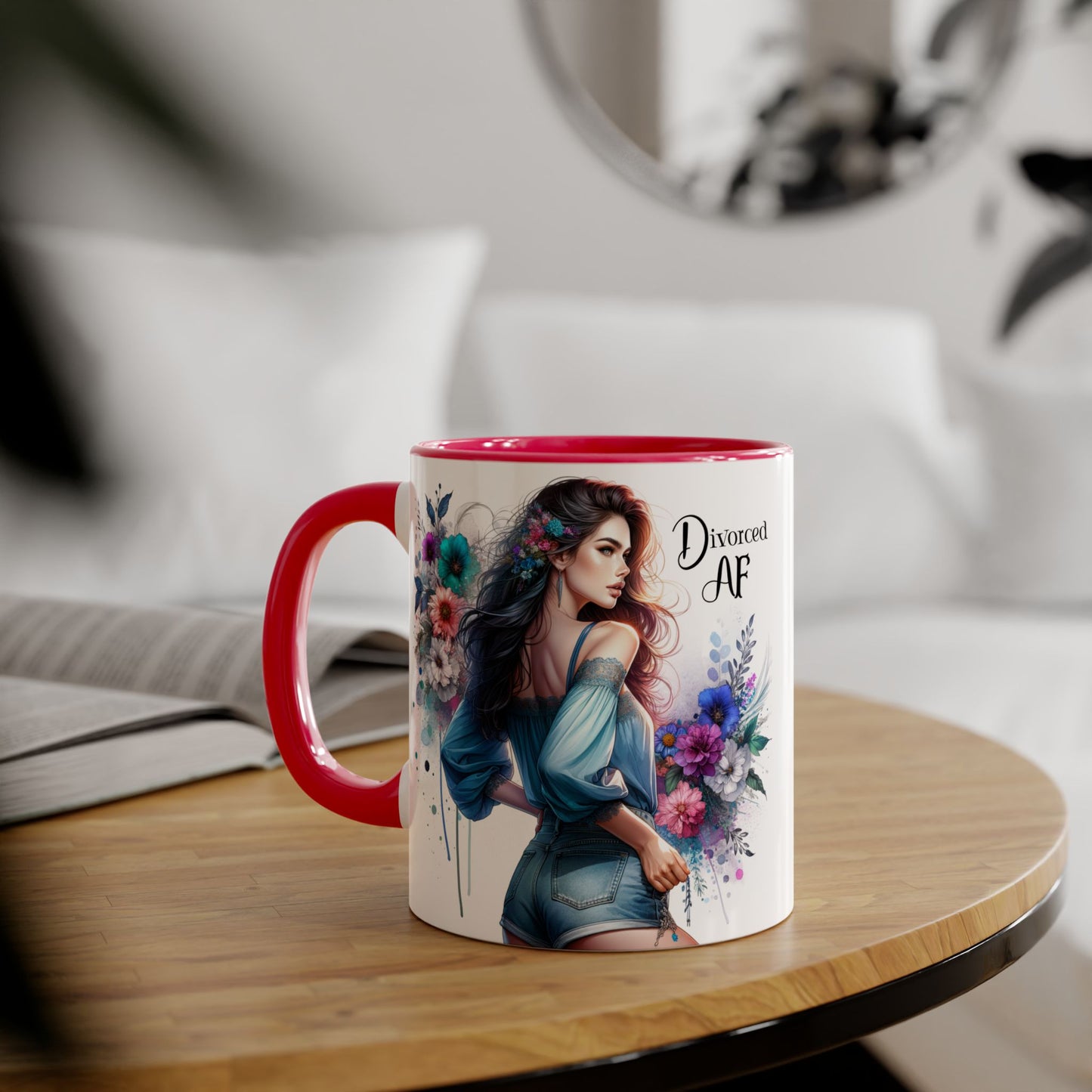 Divorced AF Accent Mug, 11oz Coffee Cups, Empowerment Gift for Newly Divorced, Funny Divorce Mug, Motivational Kitchen Decor