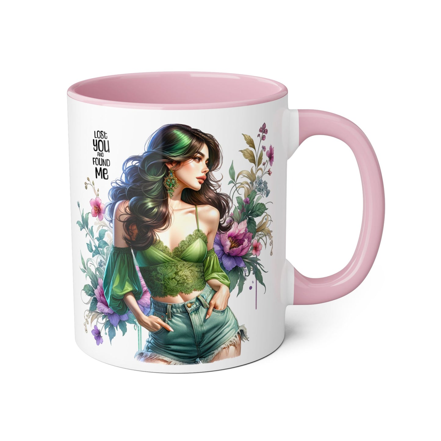 Lost You and Found Me Whimsical Floral Accent Mug for Nature Lovers, Unique Gift for Friends, Home Décor, Coffee Tea Drinkware, Thoughtful Gift Idea