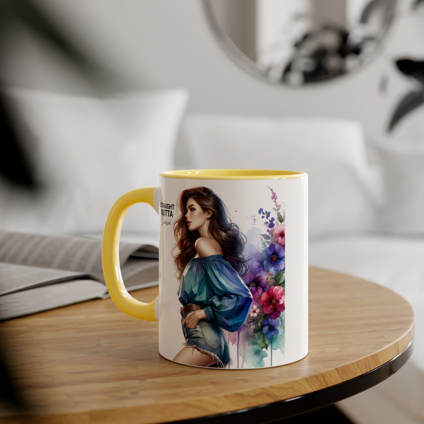 Straight Outta Divorced Humoristic Artistic Accent Mug, Personalized Gift for Coffee Lovers, Floral Design Mug, Straight Outta Mug, Creative Kitchenware, Unique Home Decor