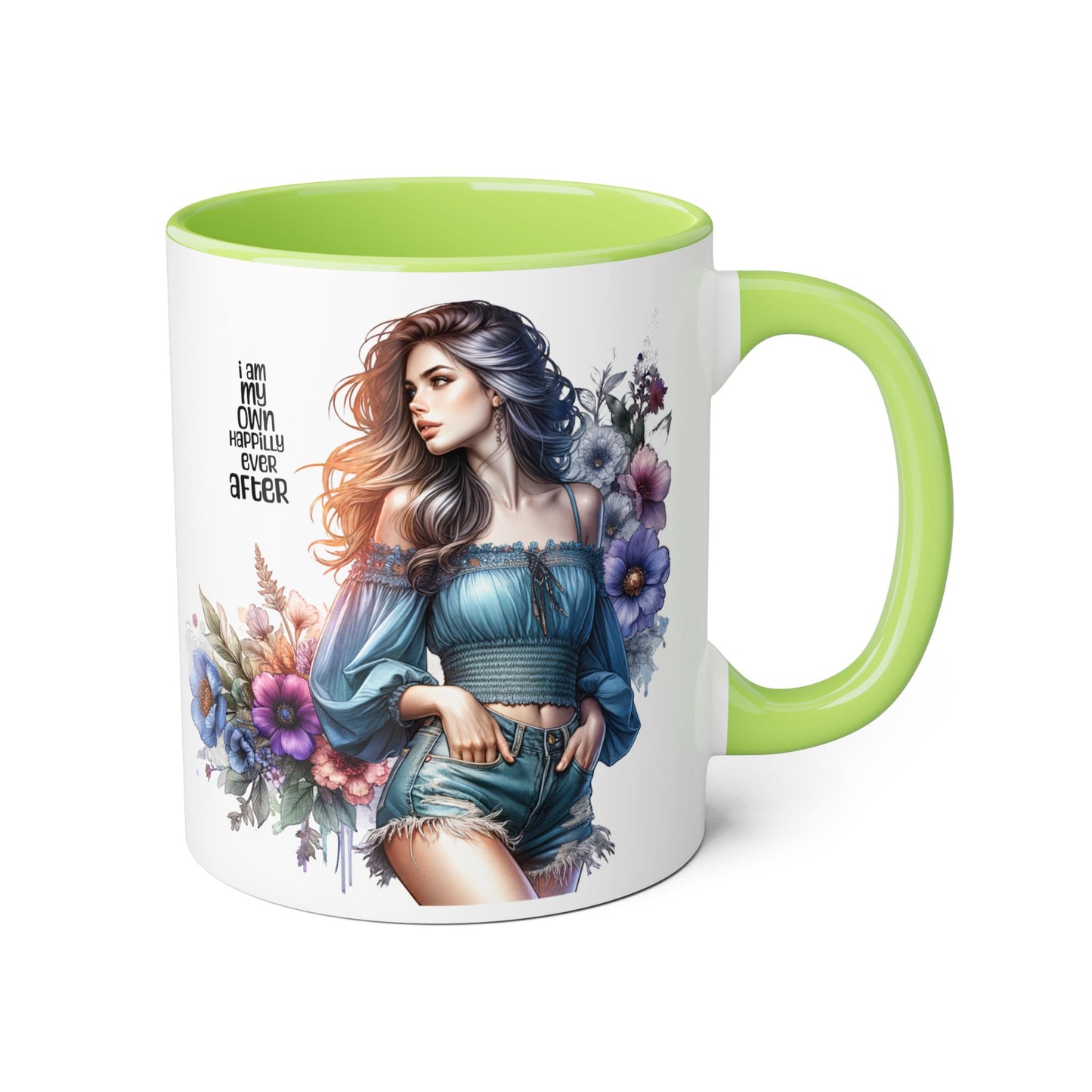I Am My Own Happily Ever After Whimsical Floral Accent Mug - Perfect Gift for Her, Inspirational Coffee Cup, Self-Care Quotes, Boho Decor, Unique Tea Mug
