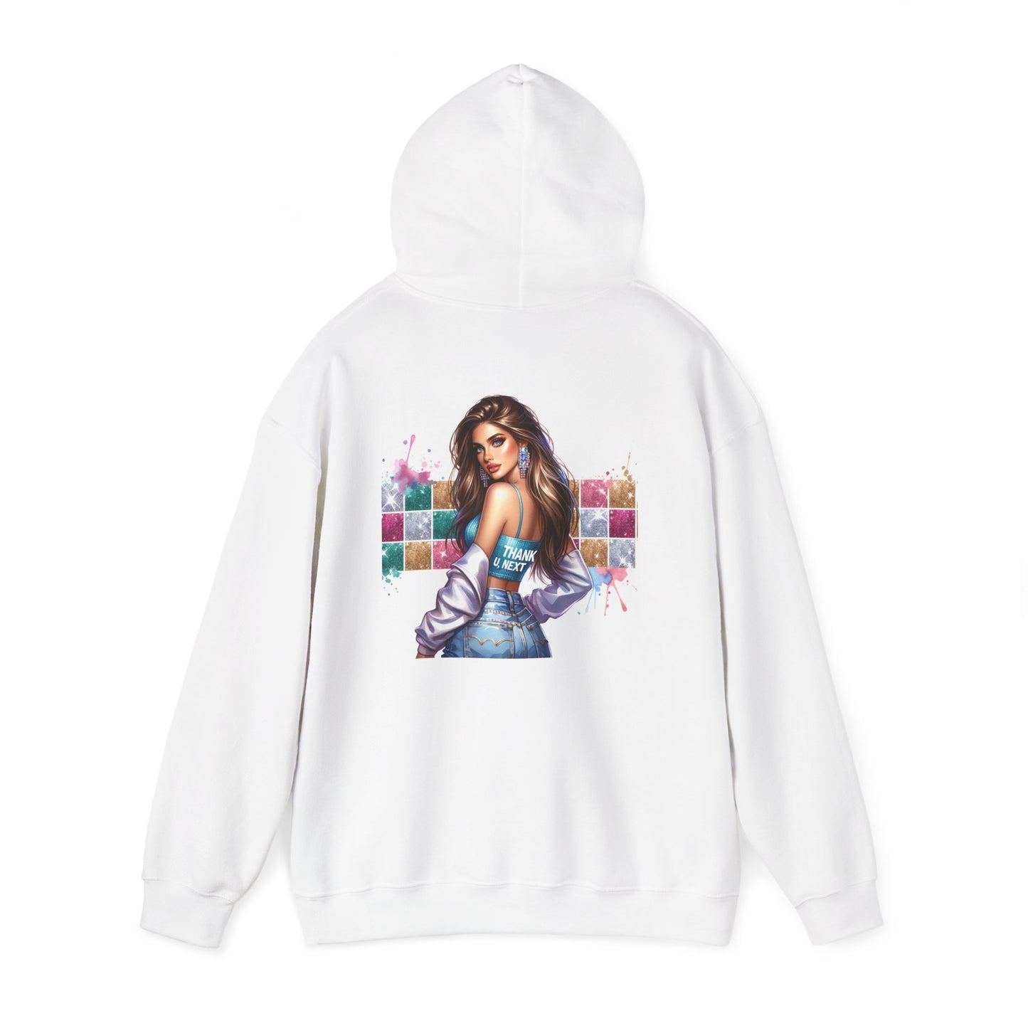 Thank U, Next Chic Art Print Hoodie | Stylish Unisex Sweatshirt for Cozy Days, Gift for Fashion Lovers, Unique Artwork, Casual Wear, Streetwear Essentials