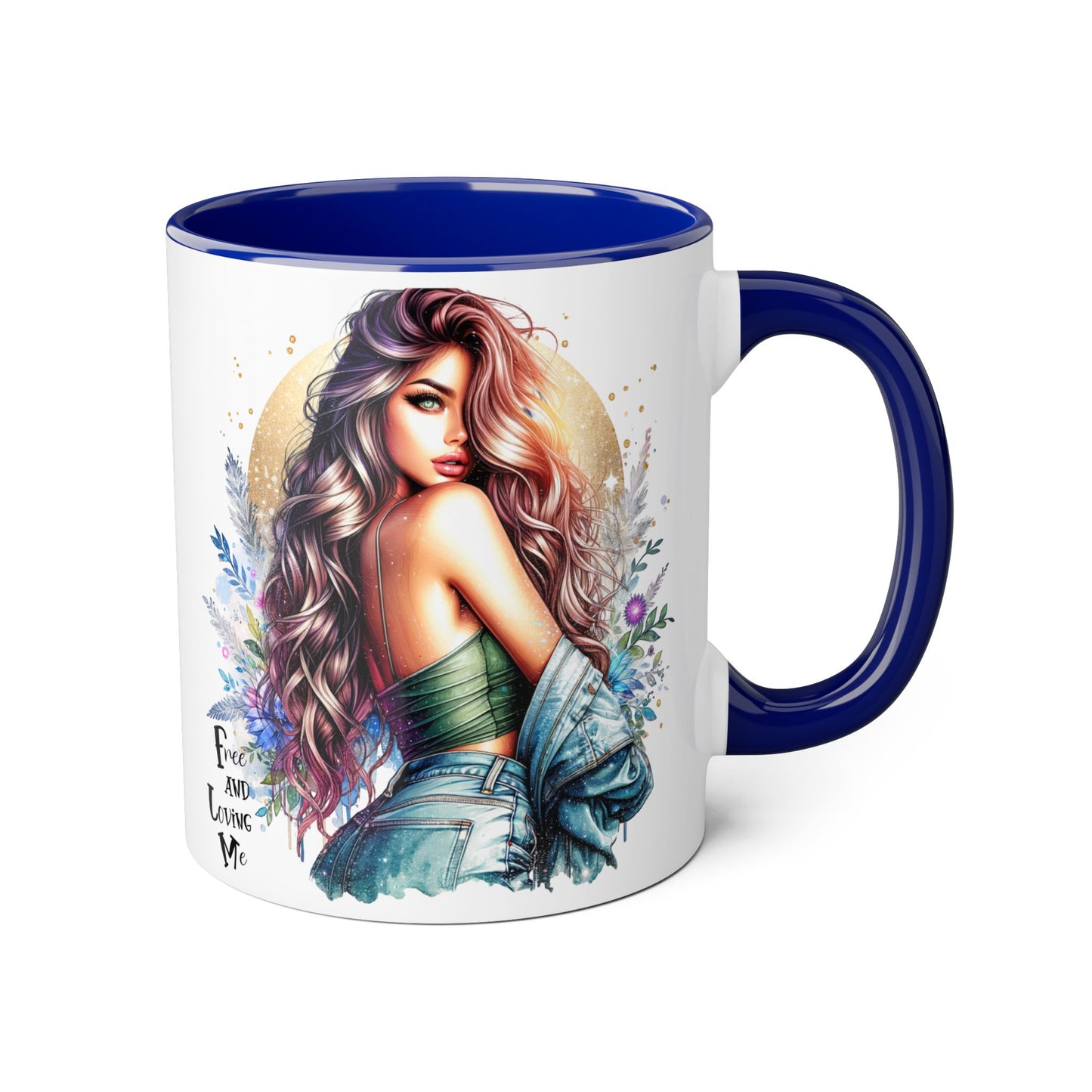 Artistic Accent Mug, Colorful Coffee Cup, Unique Gift for Her, Dreamy Floral Design, Ideal for Birthdays, Self-Care Moments