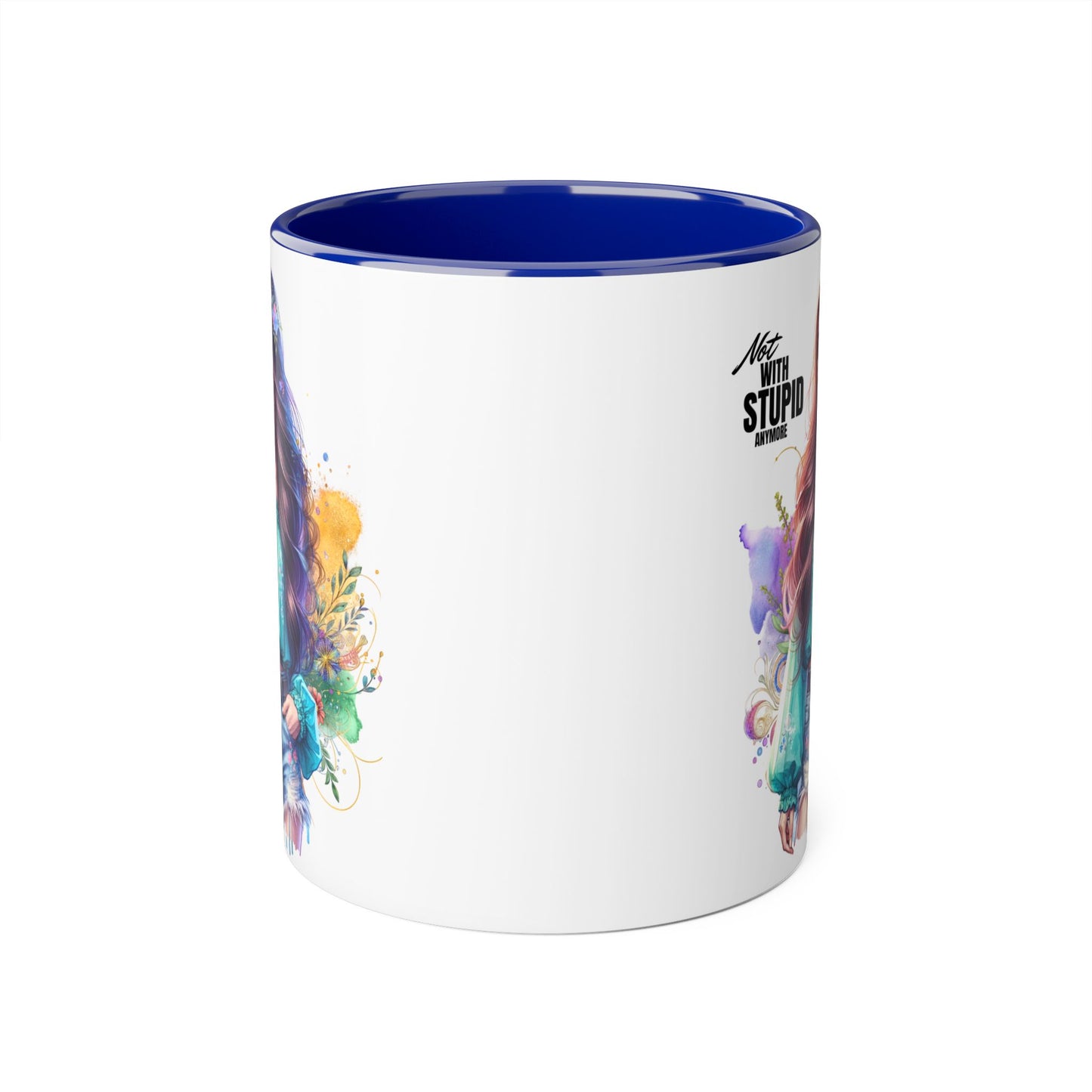 Not With Stupid Anymore Humoristic 11oz Accent Mug This humoristic mug