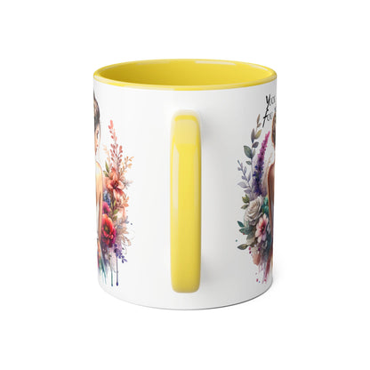 Yuck Fou Floral Artwork Accent Mug, 11oz Coffee Mug, Unique Gift for Her, Bohemian Style Mug, Personalized Coffee Cup