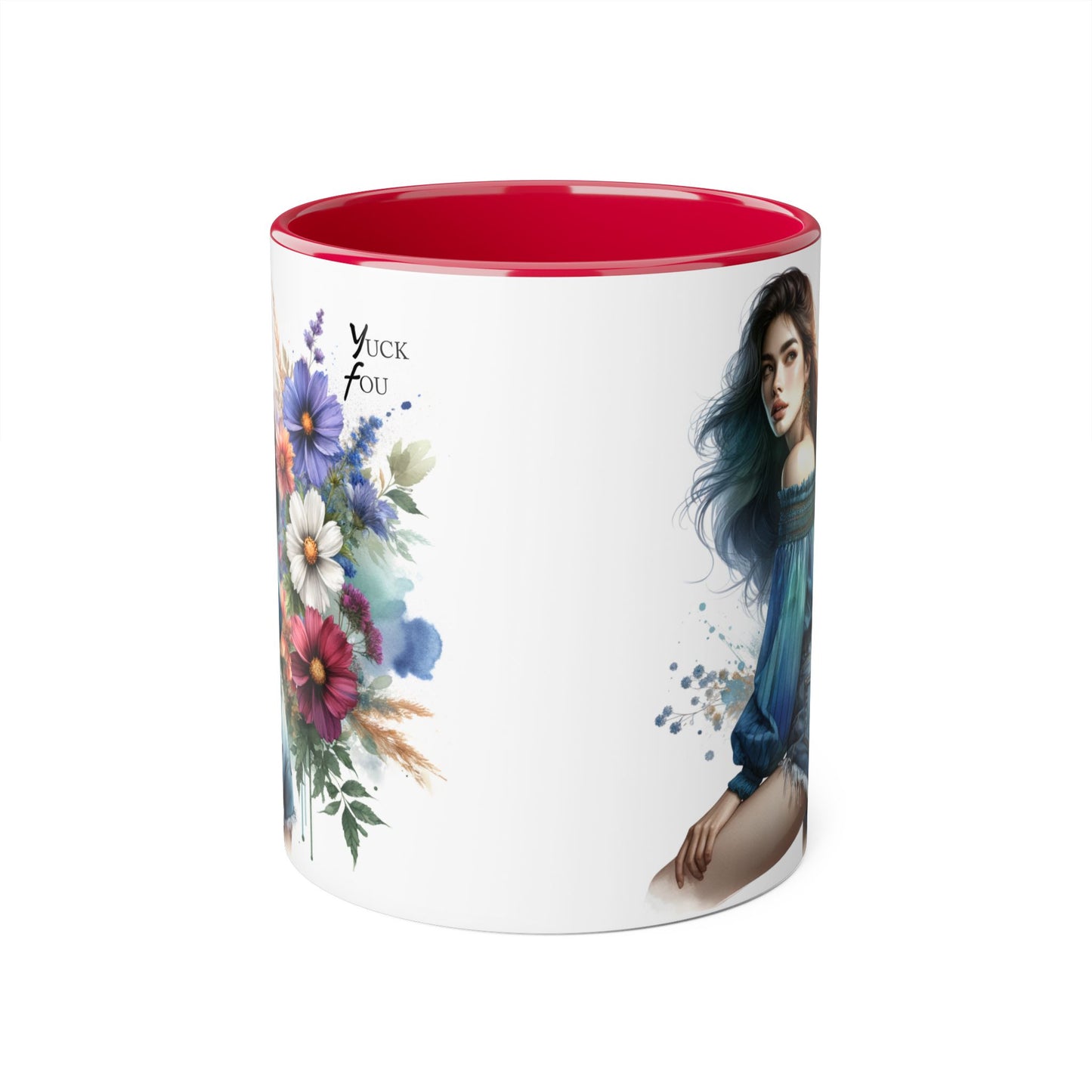 Bohemian Accent Mug - Yuck Fou Floral Design, Gift for Artists, Unique Coffee Cup, Home Decor, Stylish Drinkware