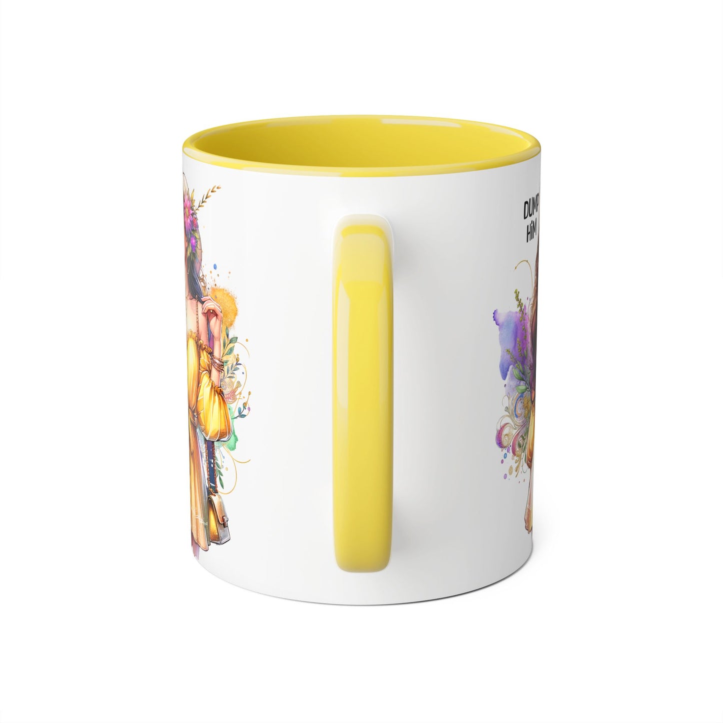 Chic Dump Him Coffee Mug, 11oz Accent Mug, Gift for Her, Statement Cup for Friends, Bold Design for Self-Love, Fun Coffee Breaks