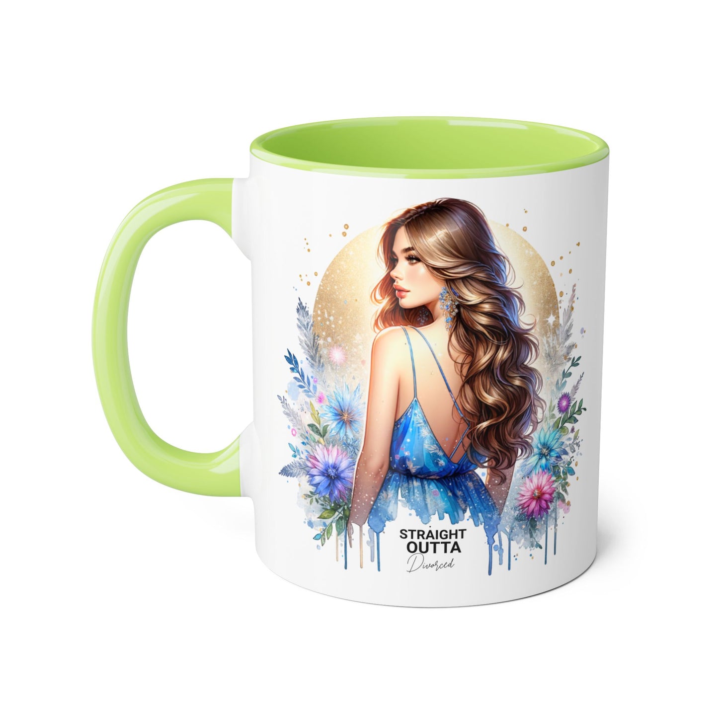 Straight Outta Divorced Humoristic Floral Accent Mugs - Unique Gift for Coffee Lovers, Home Decor, Birthday Gift, Art Mug, Personalized Drinkware