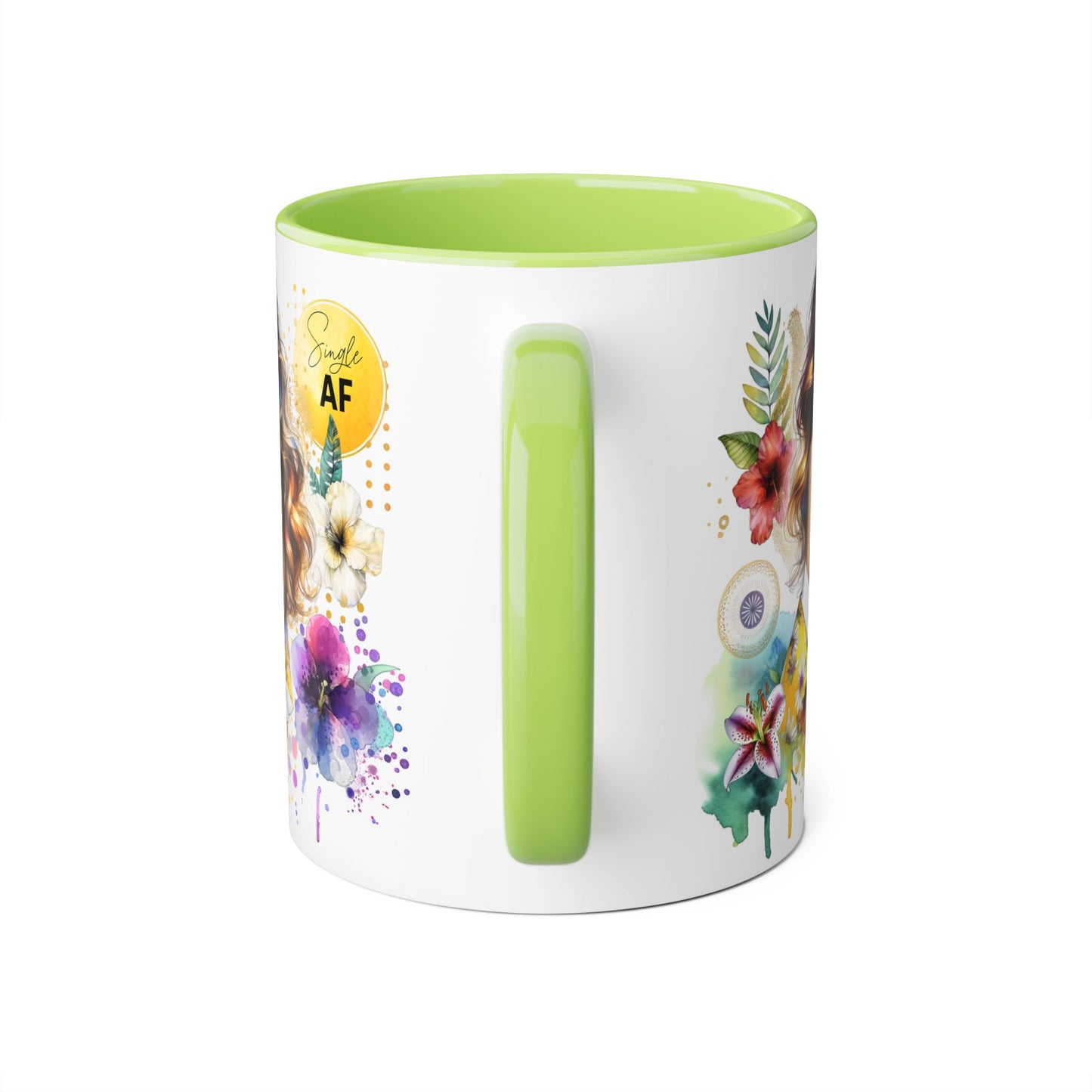 Single AF Colorful Motivational Accent Mug with Floral Design, Perfect for Gifts and Daily Inspiration