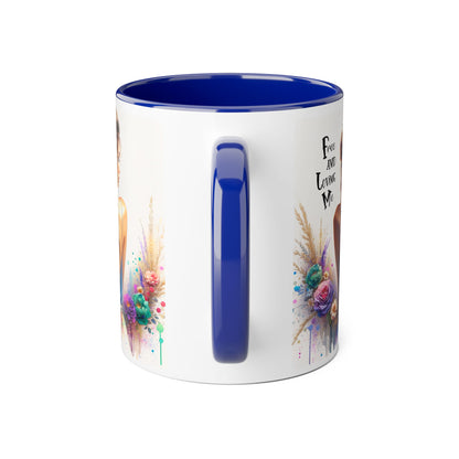 Free and Loving Me Floral Freedom Accent Mug - Inspirational Coffee Cup, Gift for Her, Artist Mug, Tea Lover's Cup, Home Decor