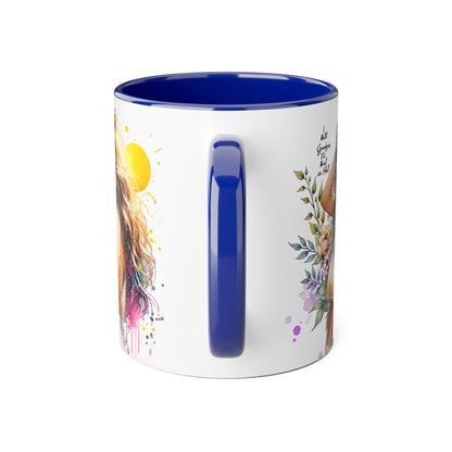I Hold Grudges, I'll Heal in Hell  Humoristic Artistic Accent Mugs, Floral Sunset Mug, Inspirational Coffee Cup, Unique Gift for Her, Bohemian Style Drinkware