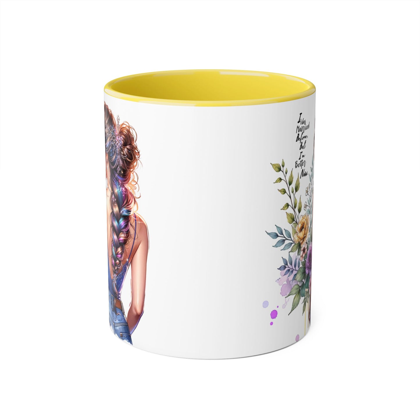 I Was Married Before But I'm Better Now Beautiful Floral Accent Mug - Inspirational Coffee Cup, Gift for Her, Home Decor, Tea Lover, Mother's Day, Birthday