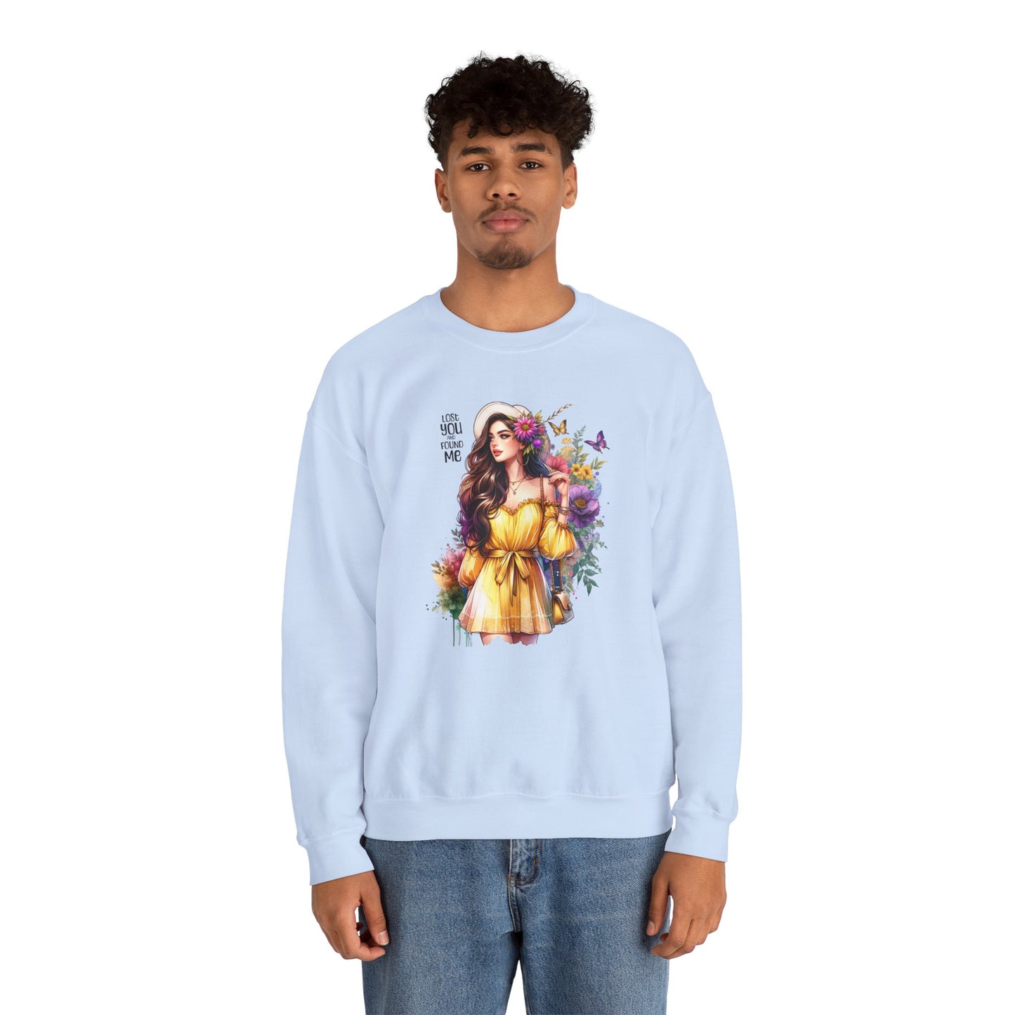 Lost You And Found Me Floral Art Crewneck Sweatshirt, Cozy Unisex Sweater, Gift for Her, Spring Fashion, Inspirational Apparel
