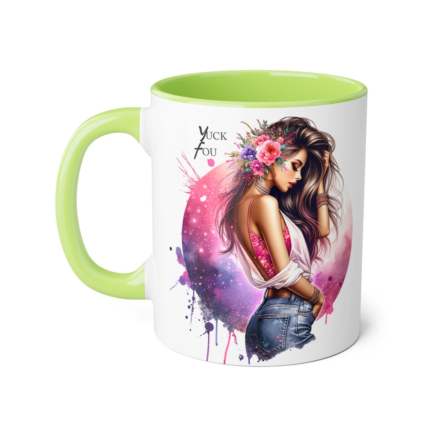 Yuck Fou Stylish Accent Mugs, Floral Design for Coffee Lovers, Unique Gift, Art Mug, Personalized Drinkware, Vibrant Tea Cups