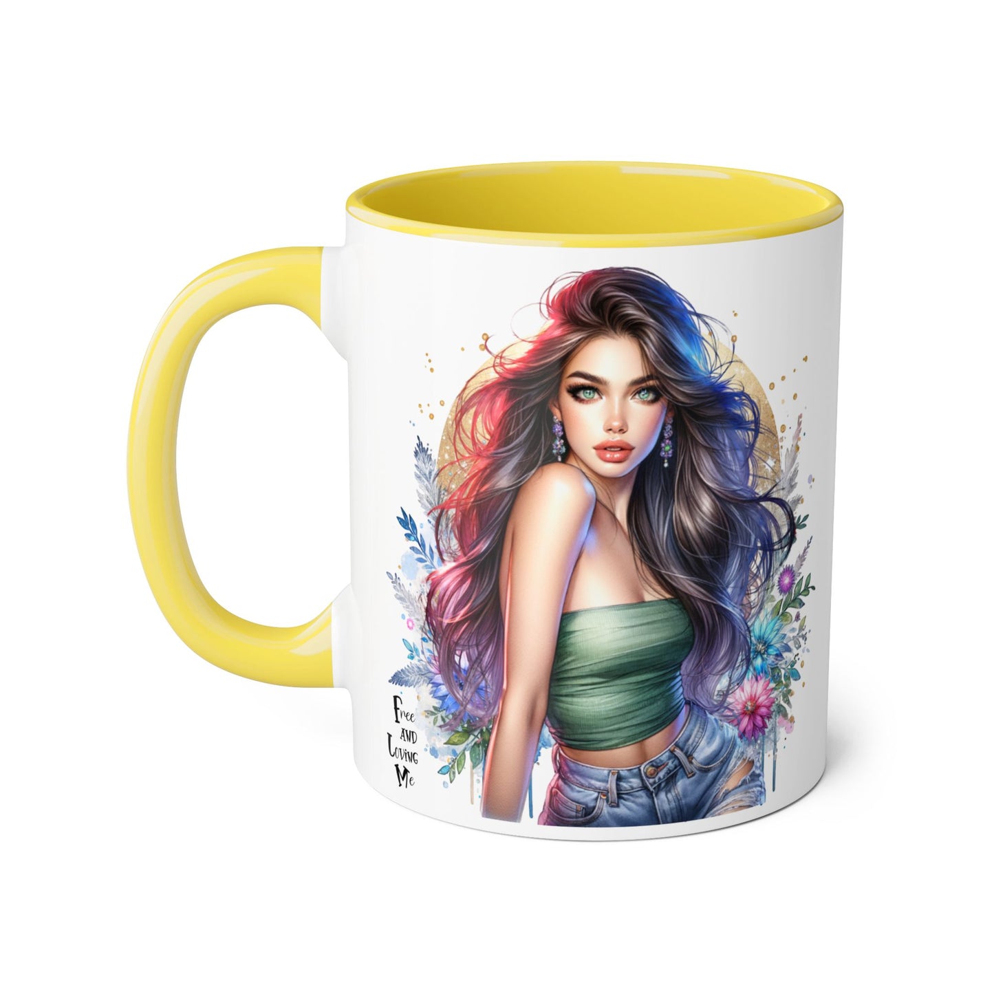 Bohemian Accent Mugs, Artistic Coffee Cup, Colorful Floral Mug, Gift for Her, Unique Art Collection, Cozy Vibe