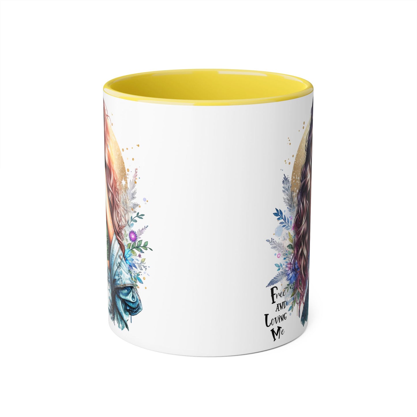 Artistic Accent Mug, Colorful Coffee Cup, Unique Gift for Her, Dreamy Floral Design, Ideal for Birthdays, Self-Care Moments