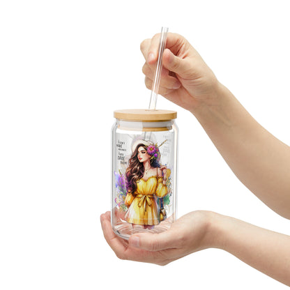 I Don't Make Mistakes, I Date Them Stylish Sipper Glass, 16oz: Eco-Friendly Drinkware, Floral Design Tumbler, Perfect for Gifts, Parties, Summer Drinks