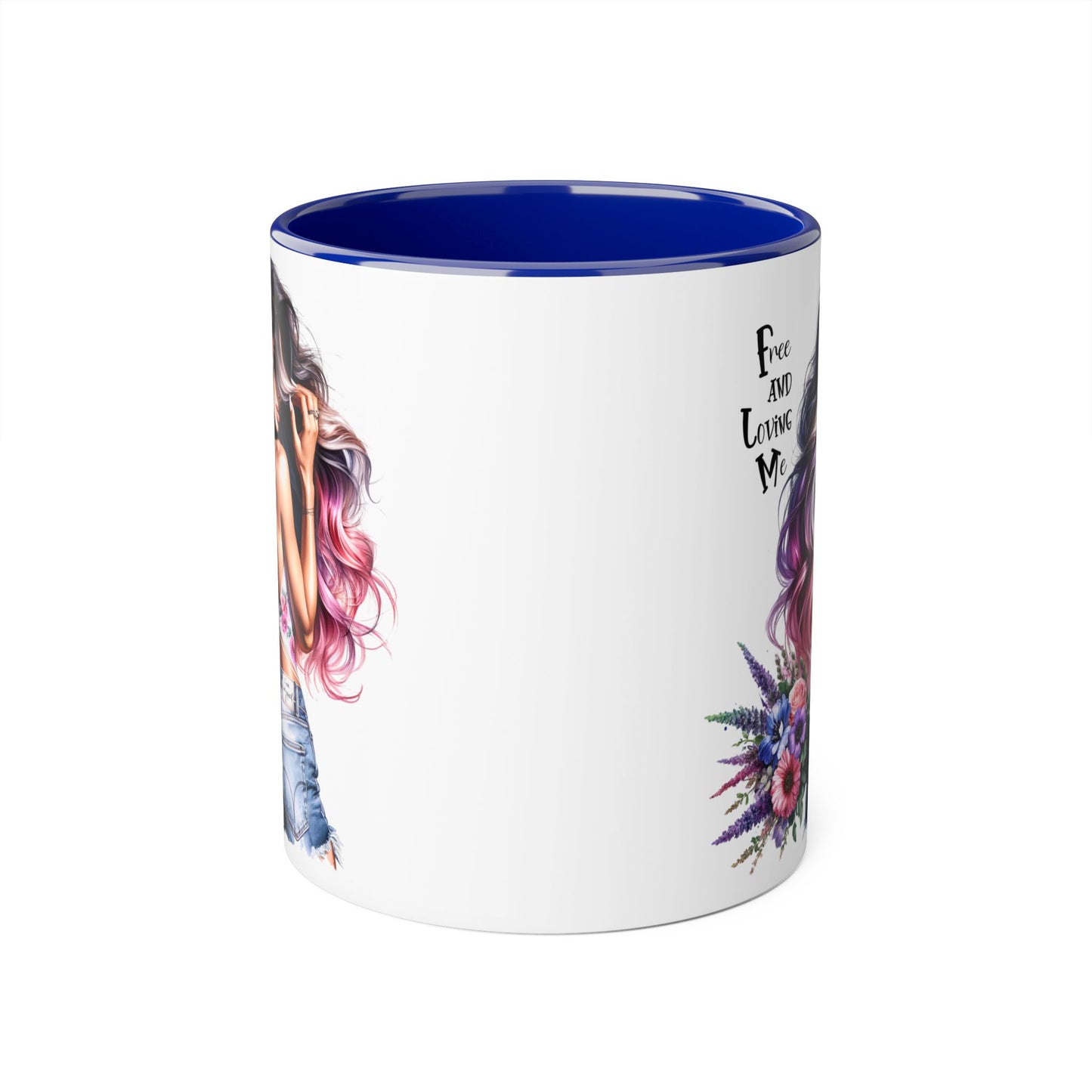 Free and Loving Me Bohemian Accent Mug | Free and Living Me | Floral Art Coffee Cup | Gift for Her | Inspirational Drinkware
