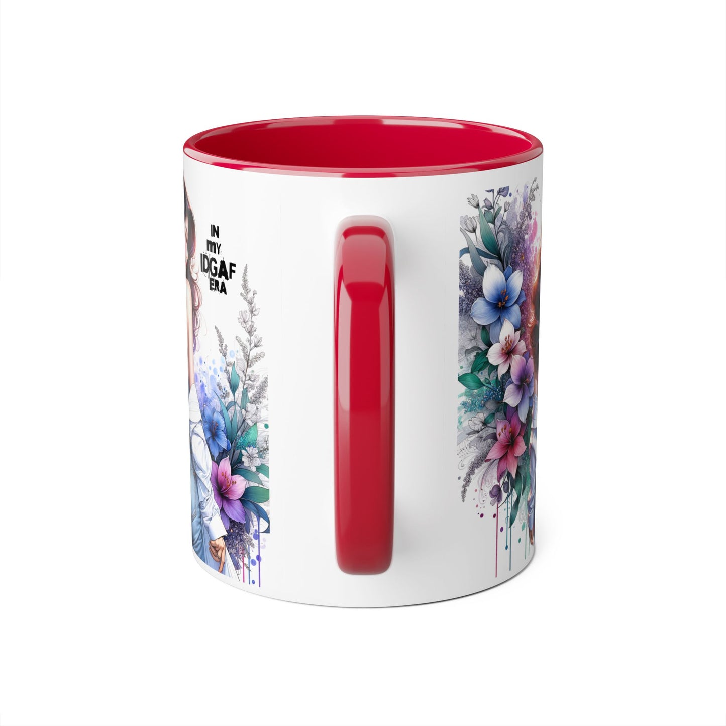 Floral Graphic Accent Mug, Gift for Her, Coffee Tea Mug, Unique Housewarming Present, My IDGAF Era