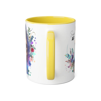 Single AF Boho Art Accent Mug, Unique Coffee Mug, Gift for Her, Floral Mug, Inspirational Mug, Perfect for Birthdays, Encouragement