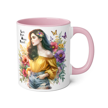 Whimsical Floral Accent Mug, Inspirational Gift for Friends, Nature Lovers, Home Décor, Coffee/Tea Mug, Unique Art