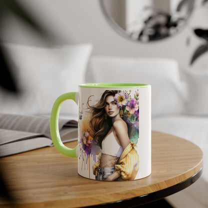 Single AF Chic Accent Mugs with Floral Art, Stylish Coffee Cups, Trendy Tea Mugs, Gift for Her, Motivational and Inspiring Drinkware