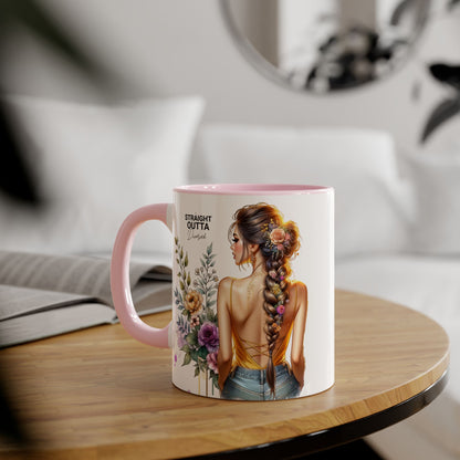 Straight Outta Divorced Humoristic Chic Floral Accent Mug with Elegant Design, Coffee Lover Gift, Home Decor, Mother's Day Present, Artistic Drinkware