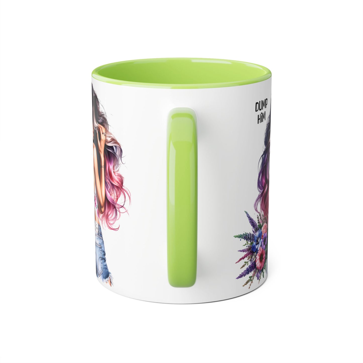 Chic Statement Mug: Dump Him Floral Accent Mug, Custom Coffee Cup, Gift for Her, Inspirational Mug, Trendy Tea Mug