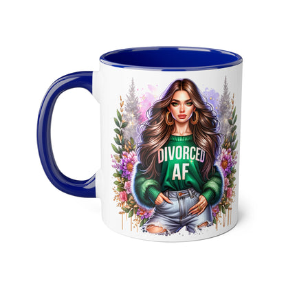 Stylish Accent Mugs for Empowering Sips, Floral Artwork, Perfect Gift for Divorced Friends, Motivational Tea or Coffee Cup