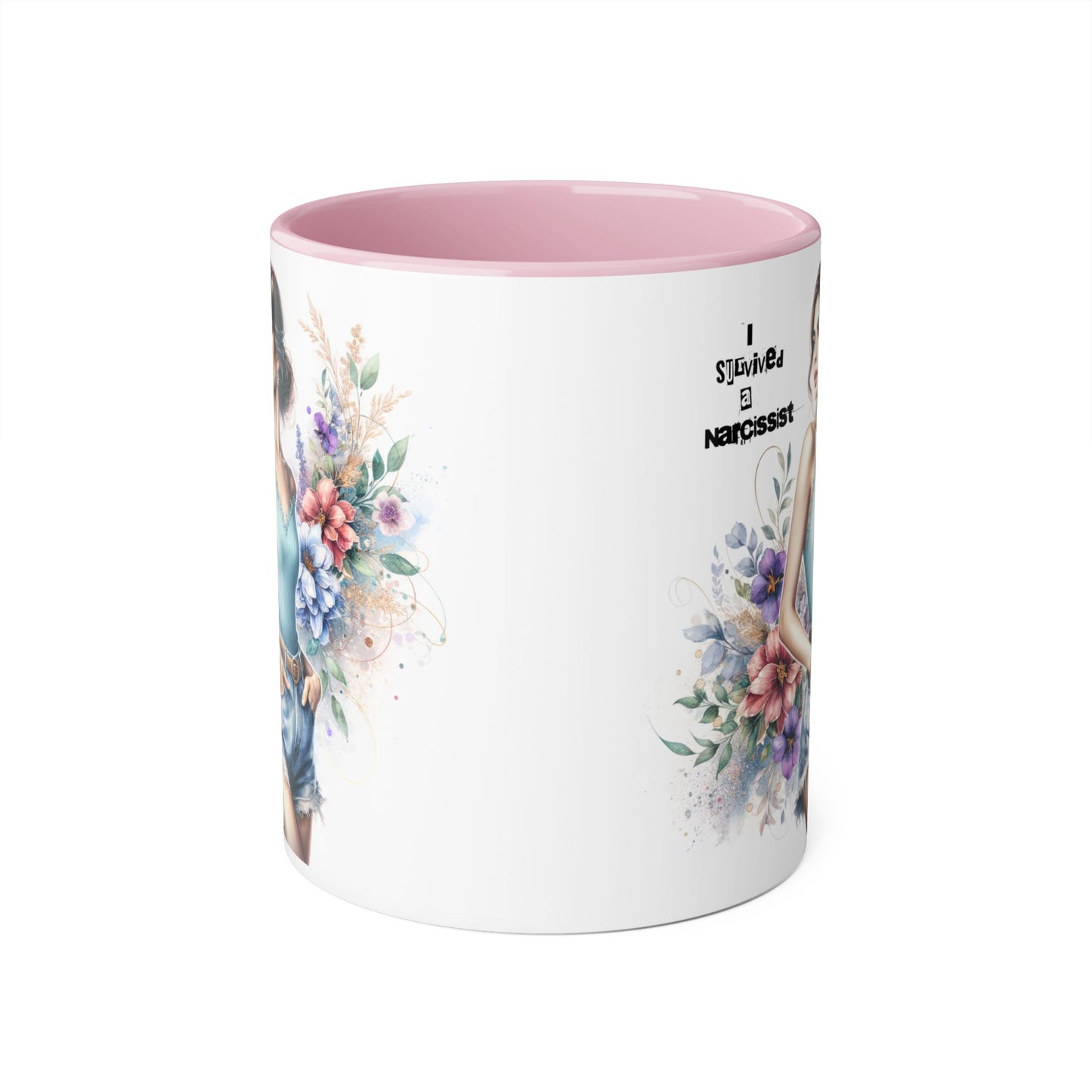 Narcissist Accent Mug, Unique Coffee Cup Gift, Floral Design Mug, Perfect for Self-Care Lovers, Inspirational Drinkware