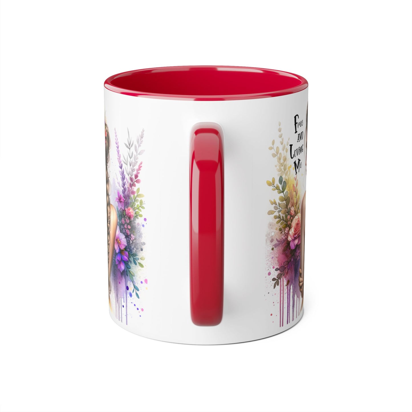 Bohemian Inspirational Mug, Free and Loving Me Coffee Cup, Unique Gift for Her, Floral Design, Tea Lover's Mug, Vintage Style Drinkware