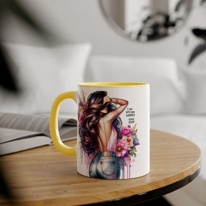 I Am My Own Happily Ever After Self-Love Floral Accent Mug - 11oz Inspirational Coffee Cup