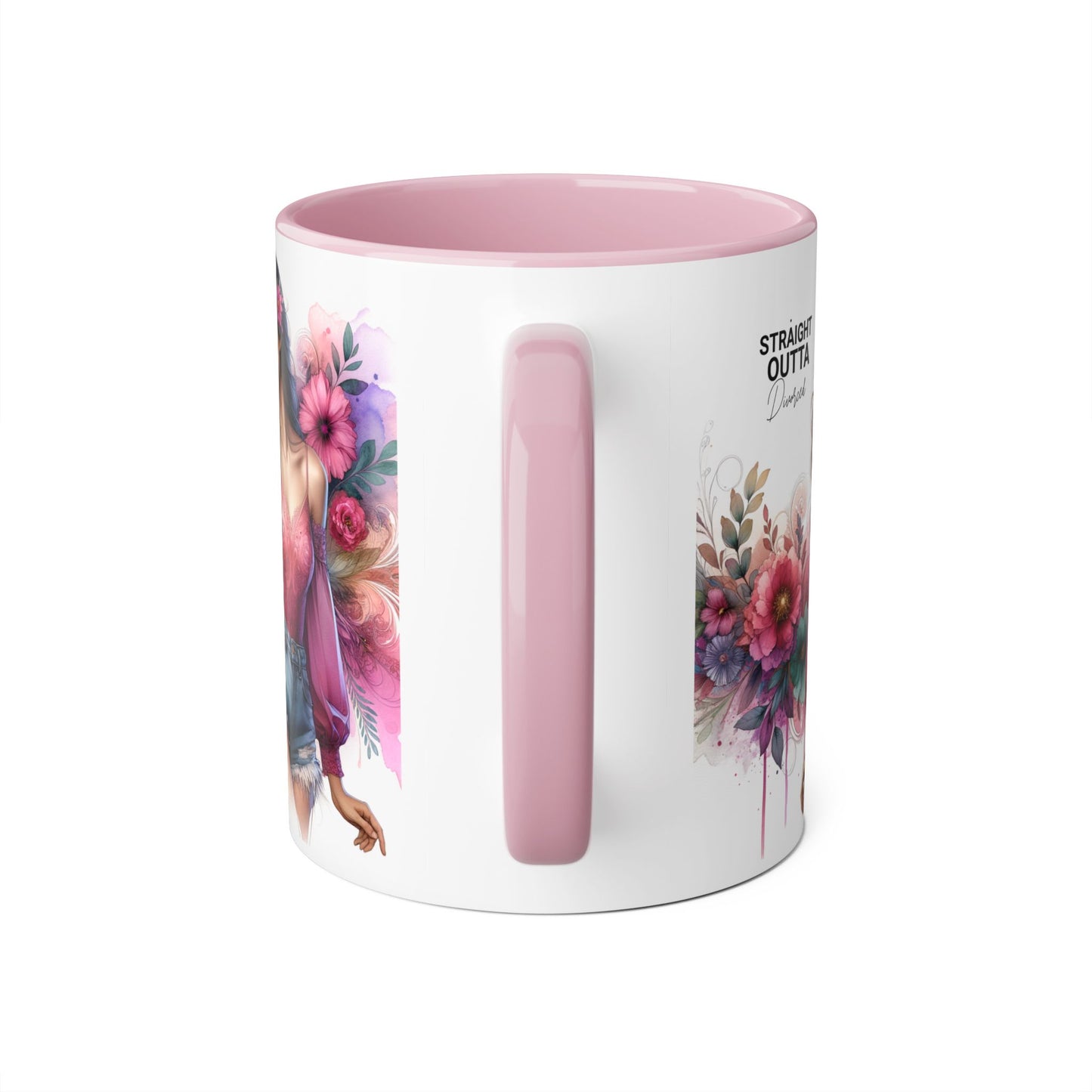 Straight Outta Divorced Humoristic Stylish Accent Mug, Floral Coffee Cup, Gifts for Her, Straight Outta, Unique Art Mug, Home Decor, Birthday Present