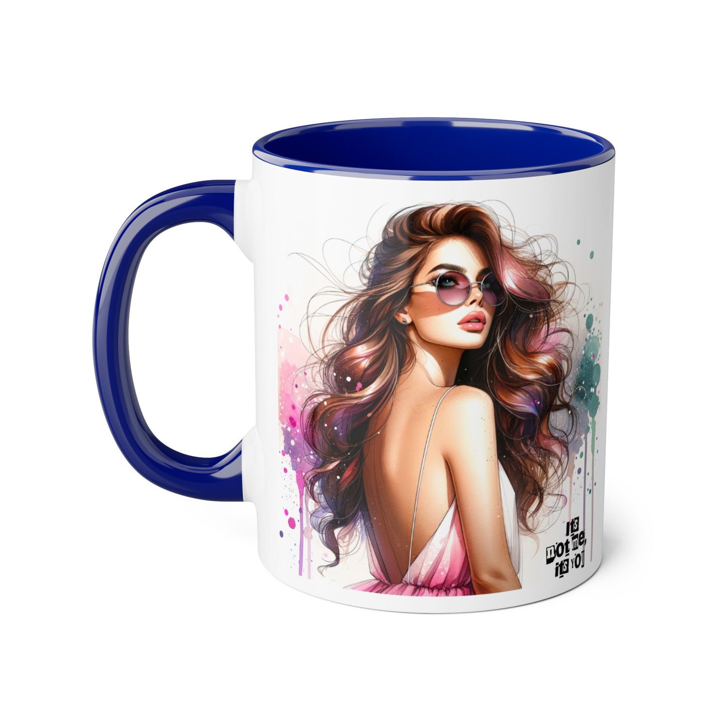 It's Not Me, It's You Humoristic Chic Abstract Accent Mug, Vibrant Coffee Cup, Trendy Gift for Her, Colorful Art Mug, Fashionista Drinkware